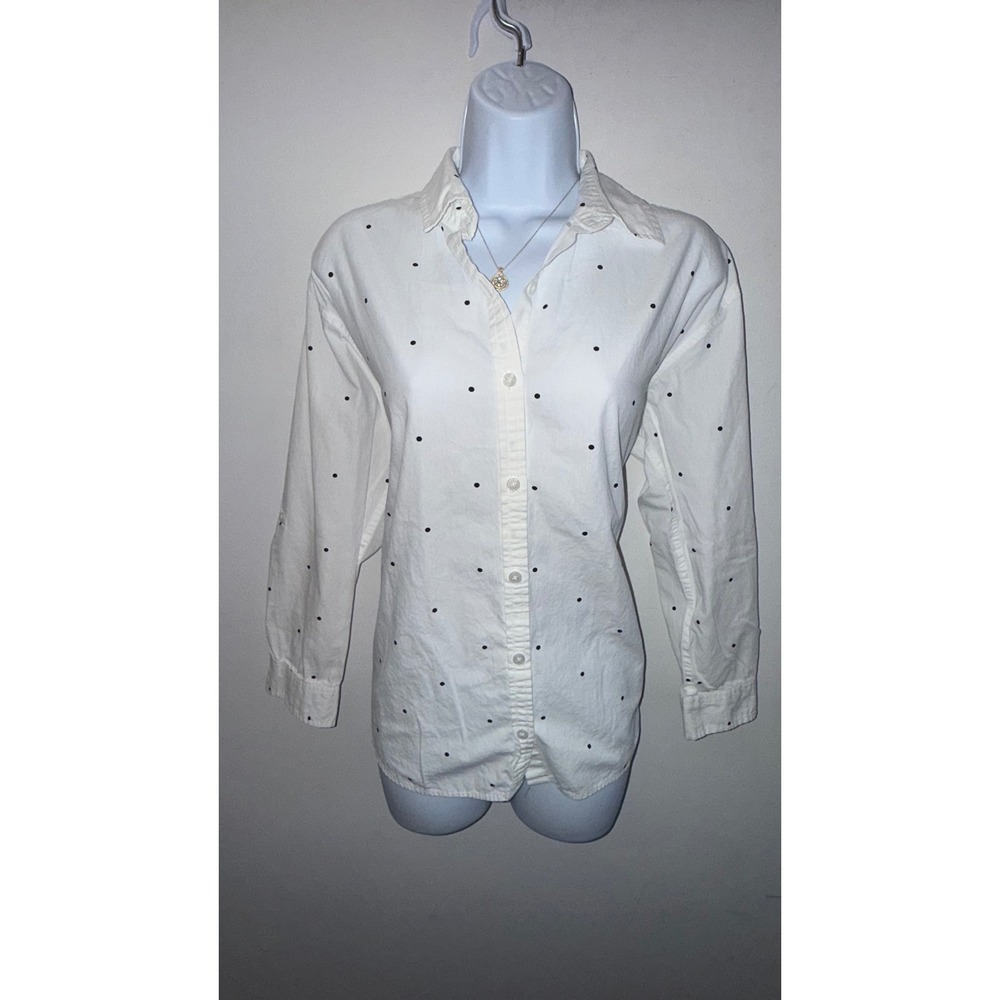 Gloria Vanderbilt Womens Polka Dot Button Down Long Sleeve Shirtβ Size S